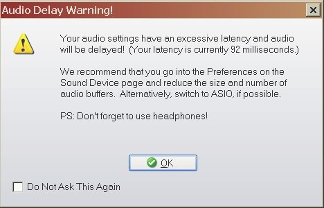 latency message displayed