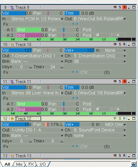 Sonar 2.0 screen with Roland I/O